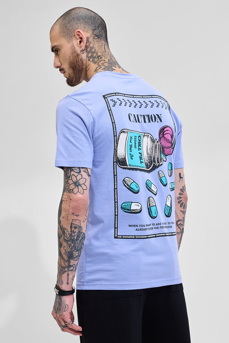 Chill Pill Light Blue Graphic Print Slim Fit T-Shirt