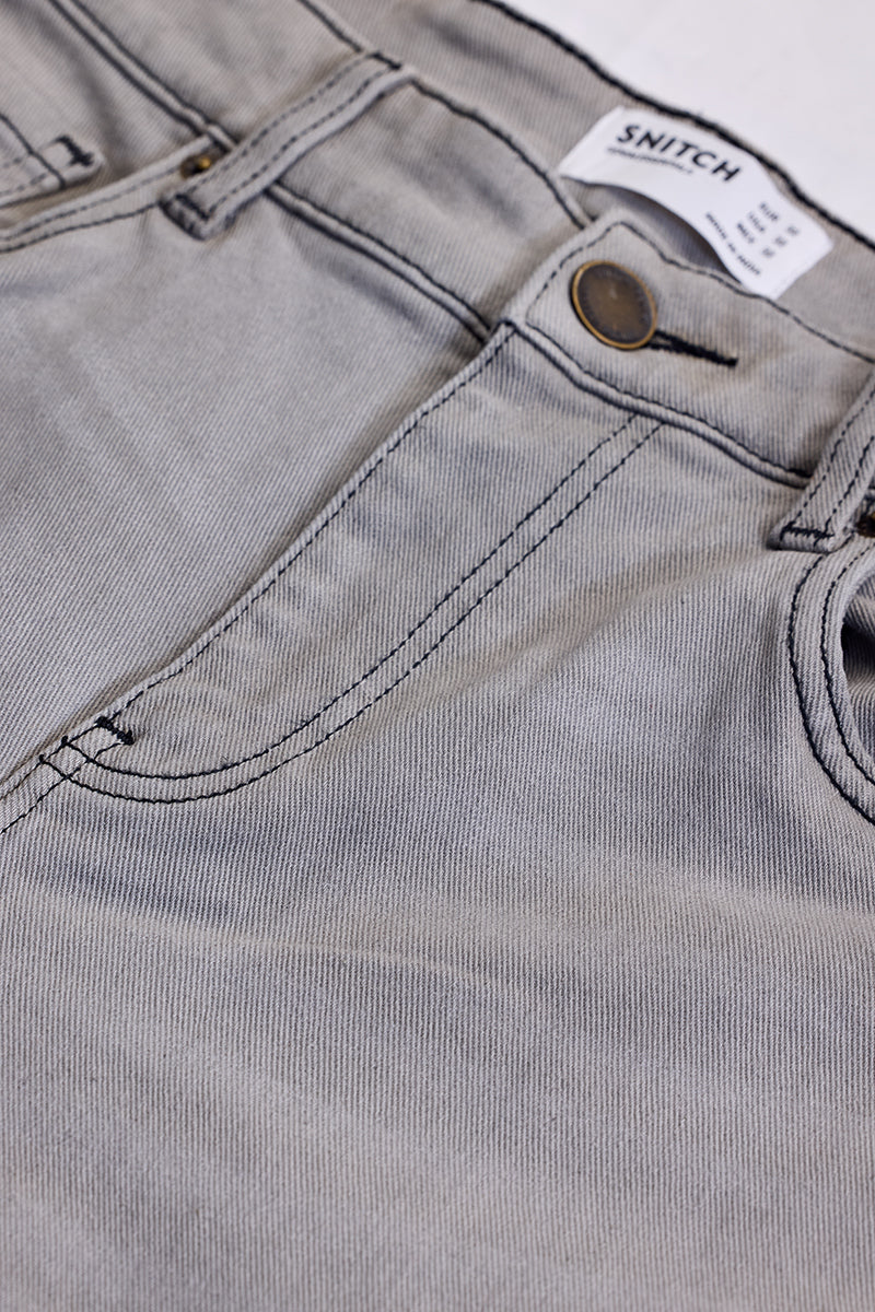 Grey Mid Rise Slim Fit Jeans