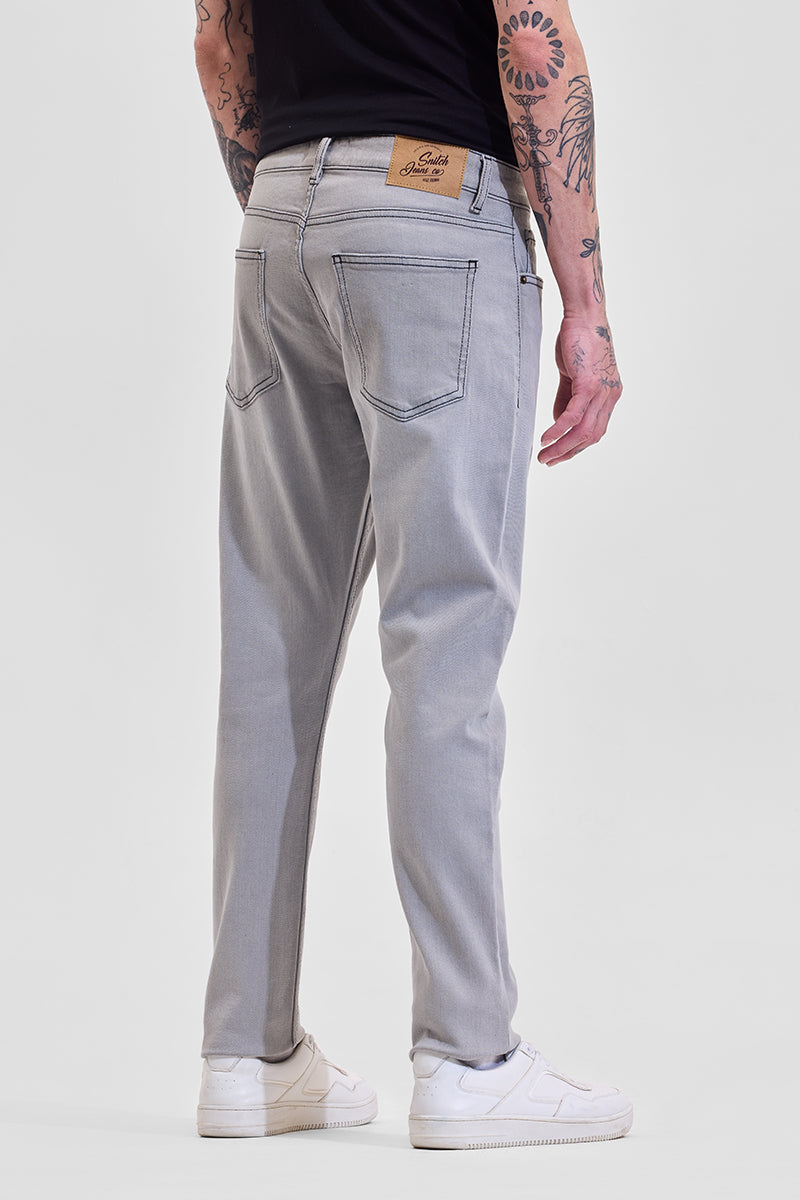 Grey Mid Rise Slim Fit Jeans