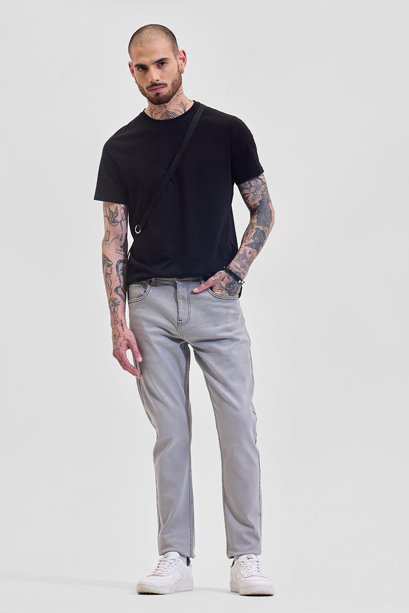 Grey Mid Rise Slim Fit Jeans