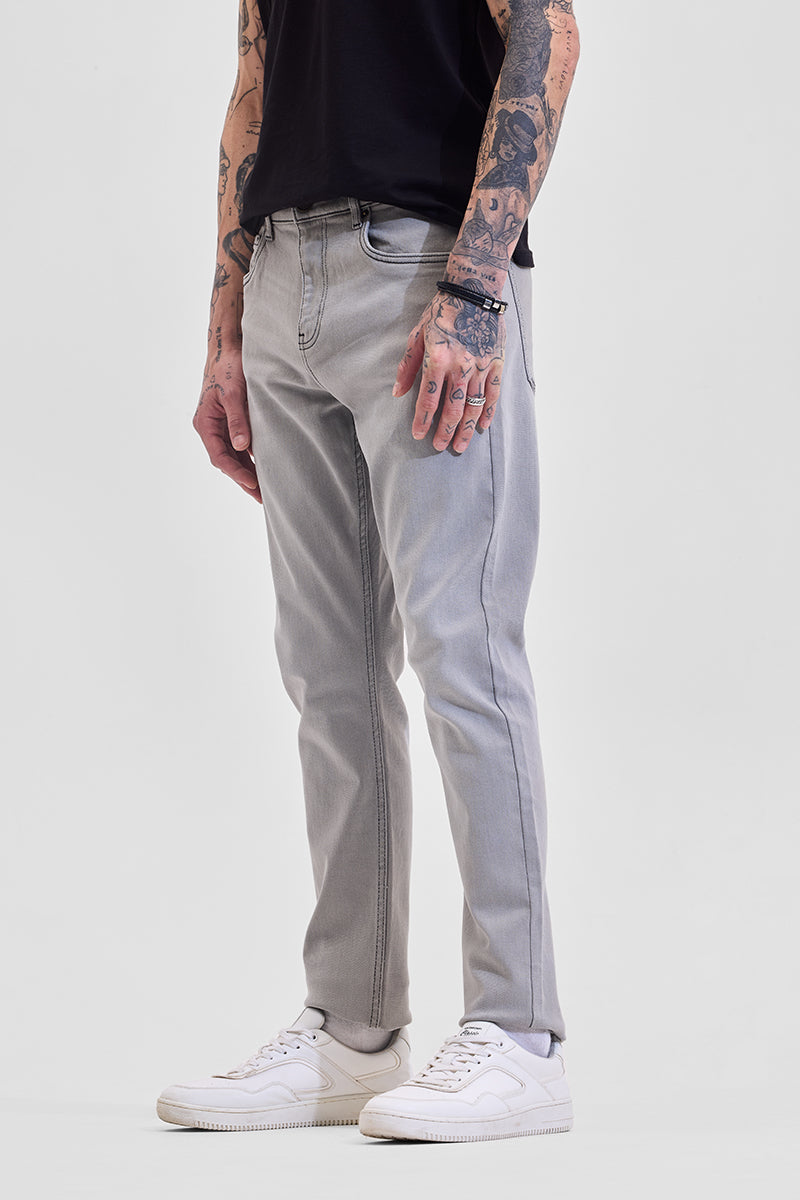 Grey Mid Rise Slim Fit Jeans