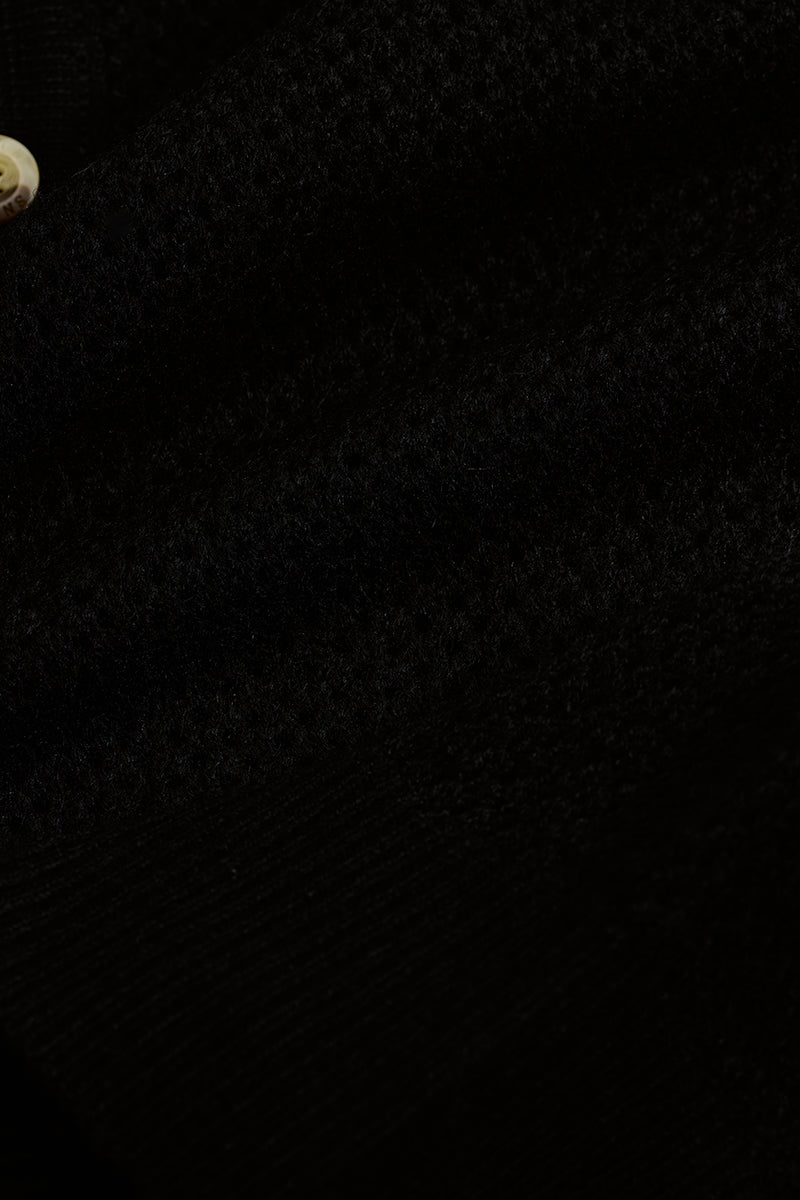 Black Colourblocked Knitted Polo T-Shirt